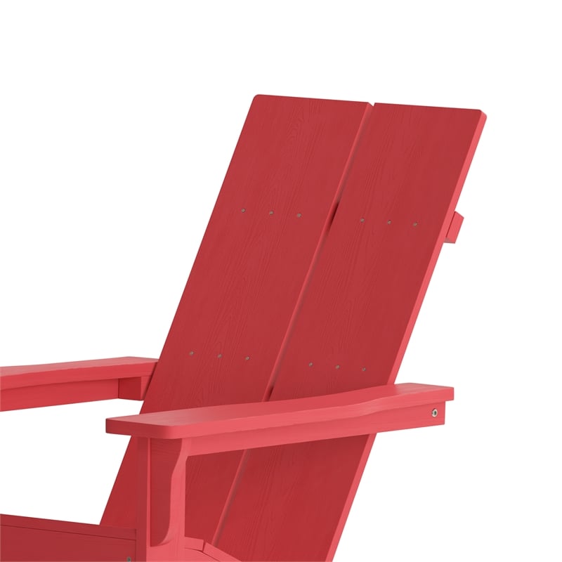 Indoor/Outdoor modern 2-Slat Adirondack Poly Resin Rockers in Red - Set of 2