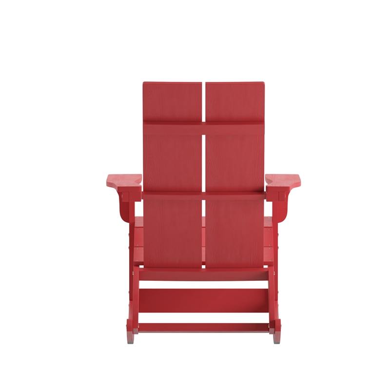 Indoor/Outdoor modern 2-Slat Adirondack Poly Resin Rockers in Red - Set of 2