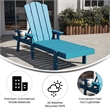 All-Weather Commercial Adjustable Lounge Chair with Fold Out Cupholder - Blue