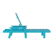 All-Weather Commercial Adjustable Lounge Chair with Fold Out Cupholder - Blue