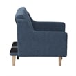 Split Back Futon Sofa with Curved Arms and Solid Wood Legs- Navy Faux Linen