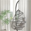 Foldable Hanging Egg Chair with Included C-Stand and Gray Cushions - Gray