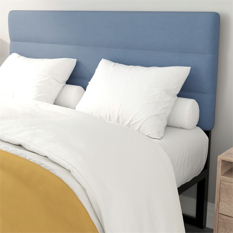 Universal Fit Tufted Upholstered Queen Headboard in Blue Fabric
