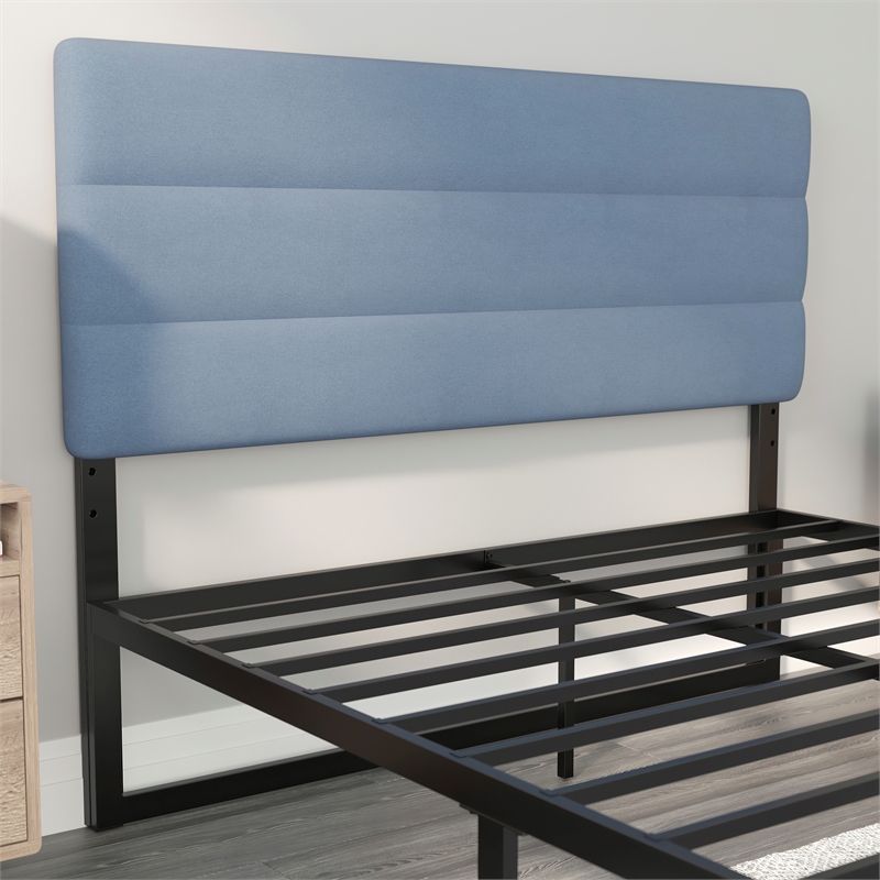 Universal Fit Tufted Upholstered Queen Headboard in Blue Fabric