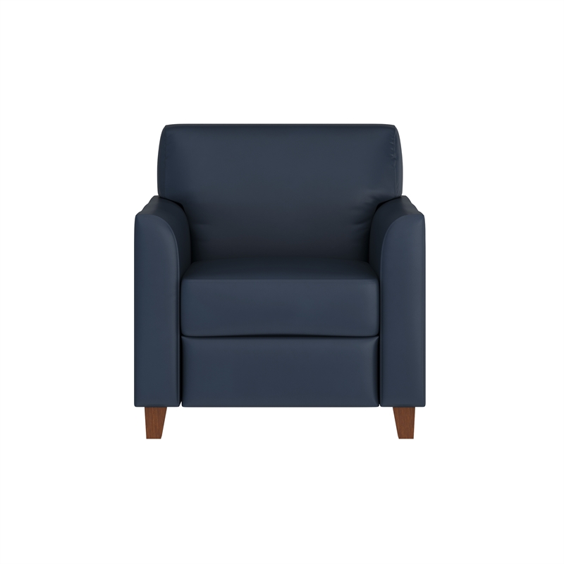 Reception Seating in Navy LeatherSoft Chair with Clean Line Stitched Frame