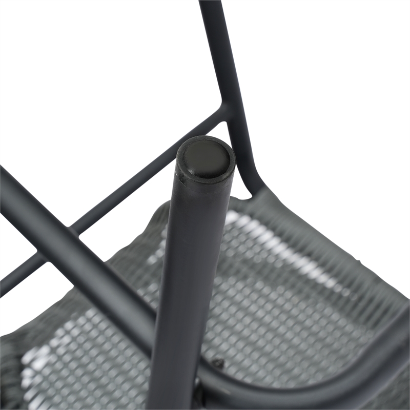 Commercial Indoor-Outdoor Rattan Restaurant Barstool Gray/Black-Set of 2