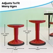 Kids Adjustable Height Active Learning Stool for Classroom and Home in Red