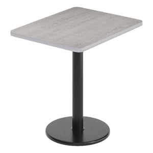 Commercial Gray Rectangular Dining Table Top with Black Round Base 24&quot x 30&quot