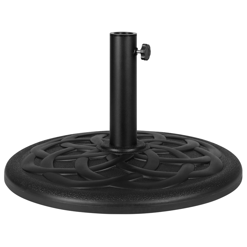 Bundled Set - Gray 9 FT Round Umbrella & Universal Black Cement Waterproof Base