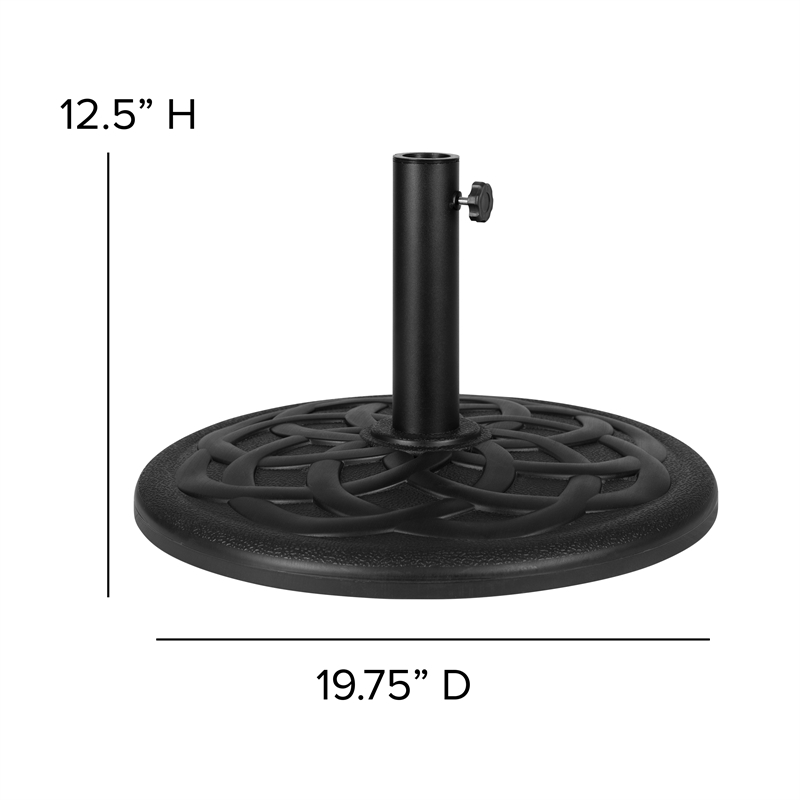 Bundled Set - Gray 9 FT Round Umbrella & Universal Black Cement Waterproof Base