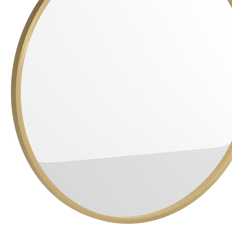 Wall Mount 24 Inch Shatterproof Round Accent Wall Mirror with Gold Metal Frame