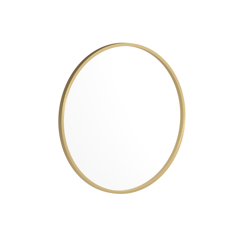 Wall Mount 24 Inch Shatterproof Round Accent Wall Mirror with Gold Metal Frame