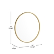 Wall Mount 24 Inch Shatterproof Round Accent Wall Mirror with Gold Metal Frame