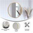Wall Mount 24 Inch Shatterproof Round Accent Wall Mirror with Gold Metal Frame