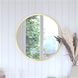 Wall Mount 24 Inch Shatterproof Round Accent Wall Mirror with Gold Metal Frame