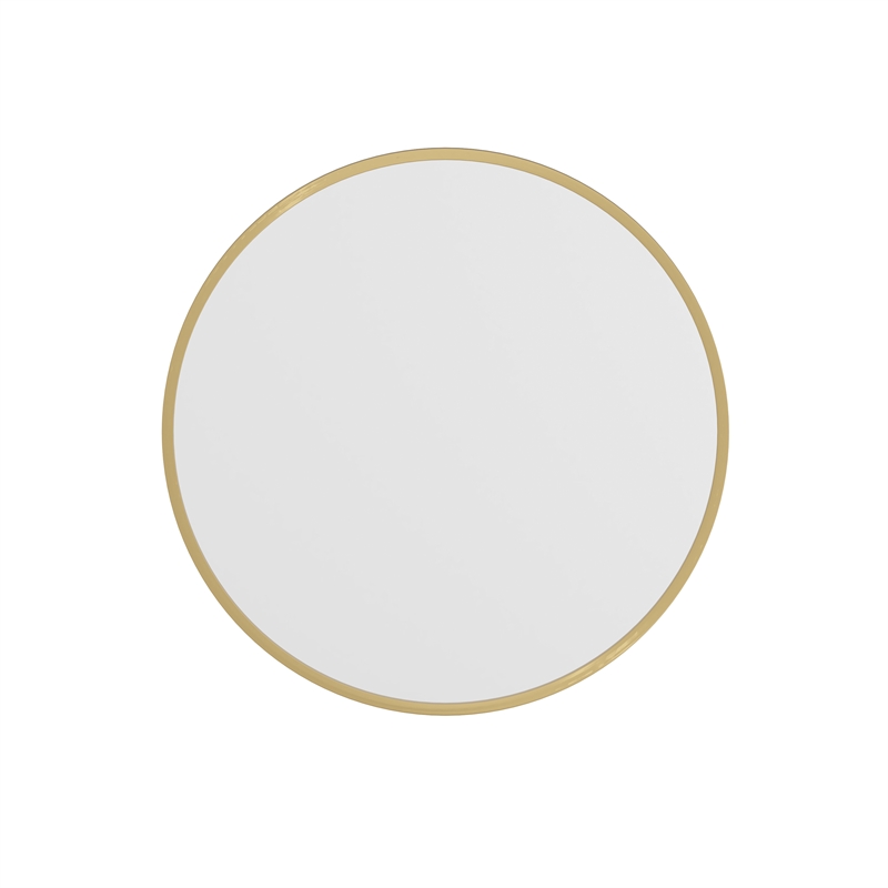 Wall Mount 24 Inch Shatterproof Round Accent Wall Mirror with Gold Metal Frame