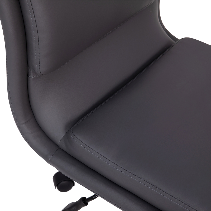 Mid-Back Armless Office Task Chair with Chrome 5-Star Base in Gray LeatherSoft
