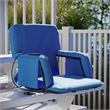 Foldable Reclining Stadium Chair with Backpack Straps and Heated Seat - Blue