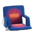 Foldable Reclining Stadium Chair with Backpack Straps-Heated Back and Seat-Blue