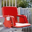 Foldable Reclining Stadium Chair with Backpack Straps-Heated Back and Seat-Red