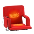 Foldable Reclining Stadium Chair with Backpack Straps-Heated Back and Seat-Red