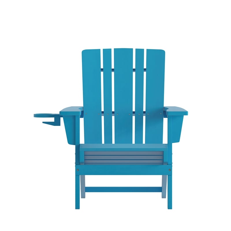 Commercial Grade All-Weather Adirondack Chair with Swiveling Cupholder - Blue