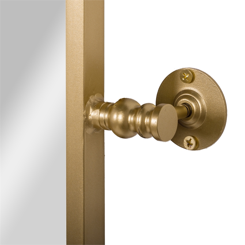 Metal Pivot Wall Mirror with Tilt Feature Slim Style Frame in Gold - 35