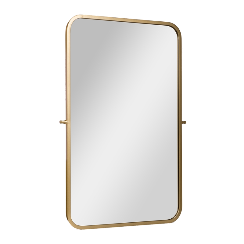 Metal Pivot Wall Mirror with Tilt Feature Slim Style Frame in Gold - 35
