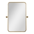 Metal Pivot Wall Mirror with Tilt Feature Slim Style Frame in Gold - 35