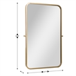 Metal Pivot Wall Mirror with Tilt Feature Slim Style Frame in Gold - 35