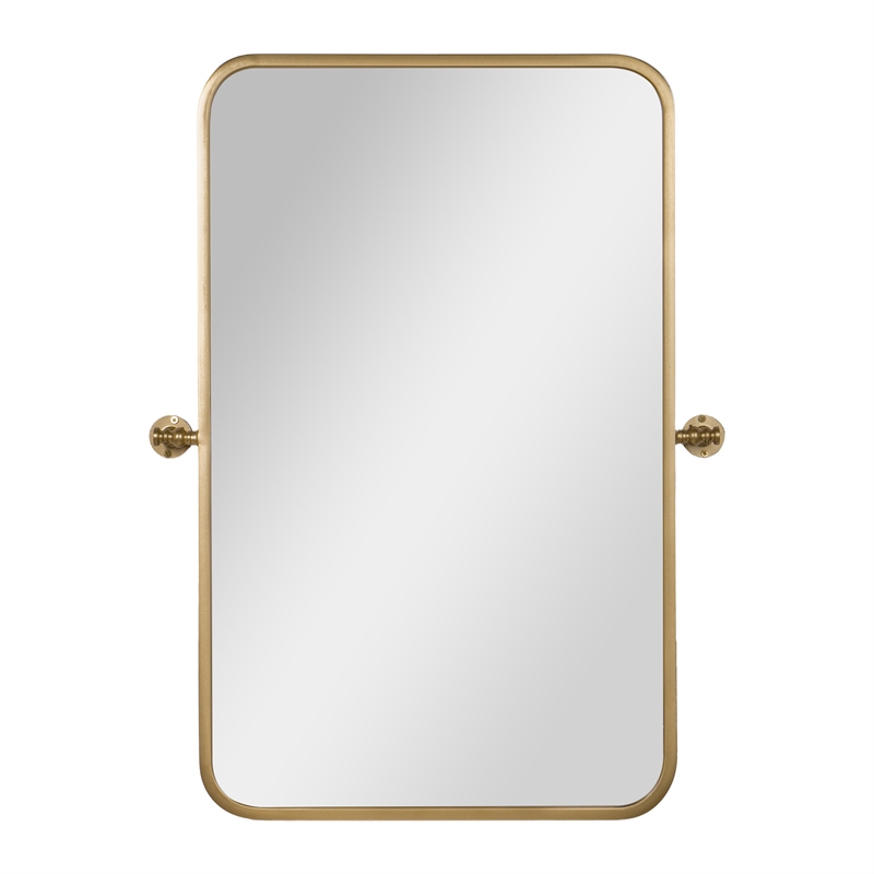 Metal Pivot Wall Mirror with Tilt Feature Slim Style Frame in Gold - 35