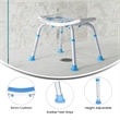 Padded Shower Stool w/ Adjustable Height Non-Slip Feet and Seat Pad in Wht/Blue