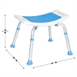 Padded Shower Stool w/ Adjustable Height Non-Slip Feet and Seat Pad in Wht/Blue