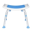 Padded Shower Stool w/ Adjustable Height Non-Slip Feet and Seat Pad in Wht/Blue
