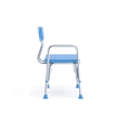 Adjustable Bath & Shower Medical Transfer Bench with Back and Side Arm in Blue