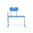 Adjustable Bath & Shower Medical Transfer Bench with Back and Side Arm in Blue
