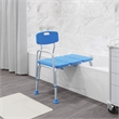 Adjustable Bath & Shower Medical Transfer Bench with Back and Side Arm in Blue