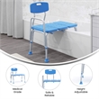 Adjustable Bath & Shower Medical Transfer Bench with Back and Side Arm in Blue