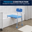 Adjustable Bath & Shower Medical Transfer Bench with Back and Side Arm in Blue