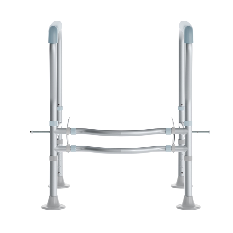 Adjustable Toilet Safety Rail with Padded Handles and Steel Frame-Silver/Gray
