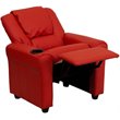 Flash Furniture Vinyl Recliner with Cup Holder and Headrest in Red