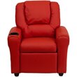Flash Furniture Vinyl Recliner with Cup Holder and Headrest in Red