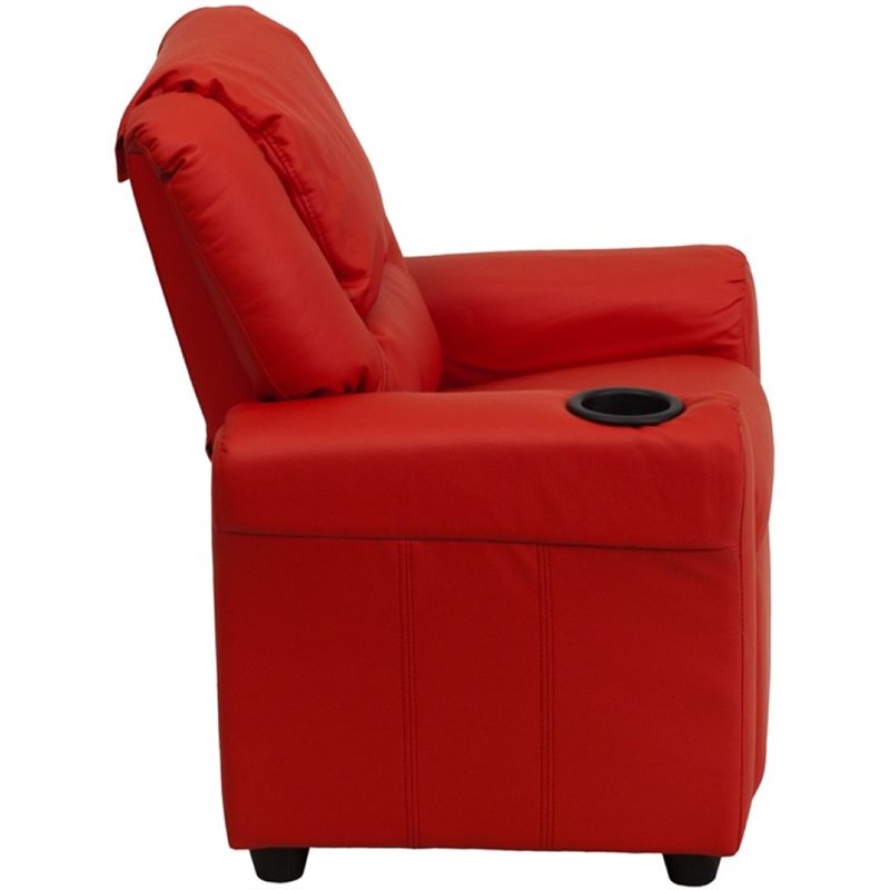 Flash Furniture Vinyl Recliner with Cup Holder and Headrest in Red