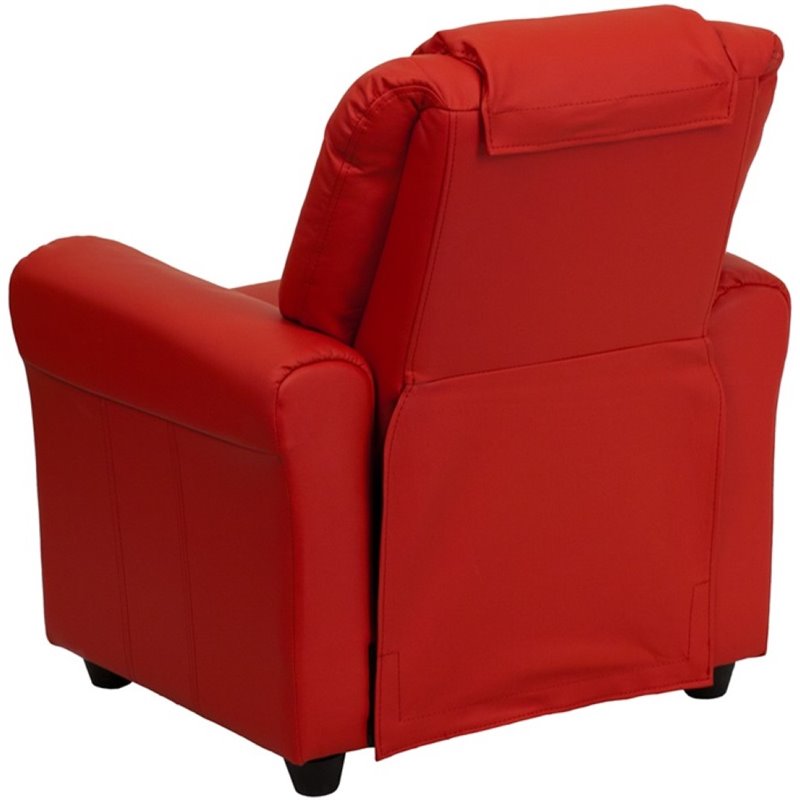 Flash Furniture Vinyl Recliner with Cup Holder and Headrest in Red