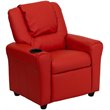 Flash Furniture Vinyl Recliner with Cup Holder and Headrest in Red