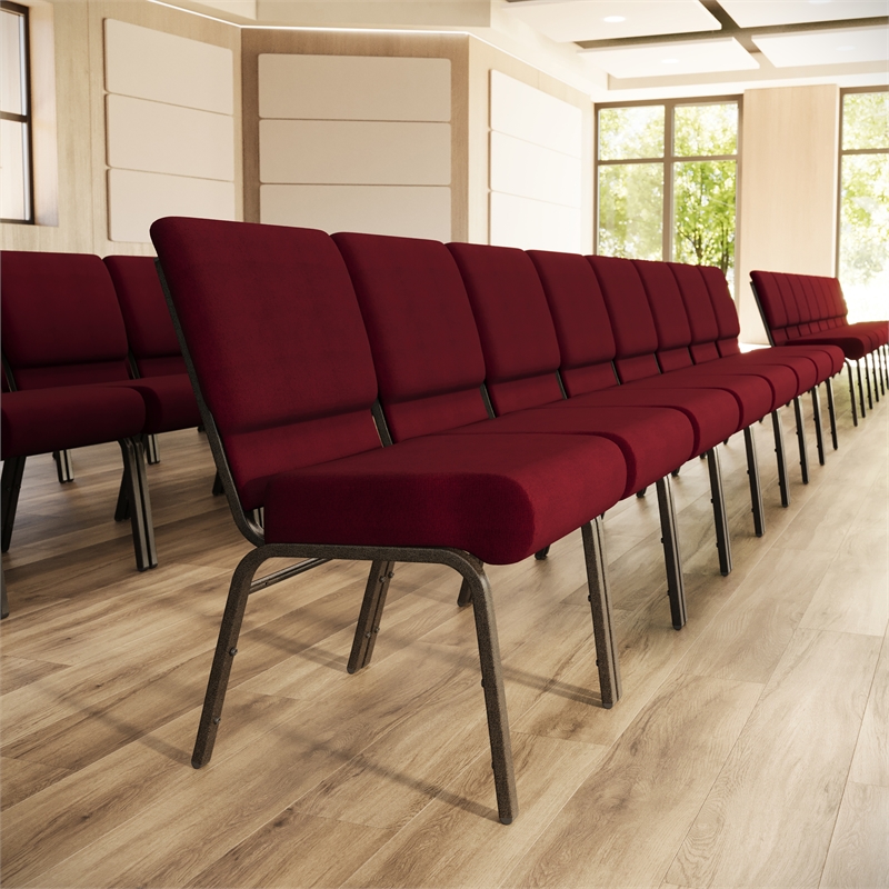 Flash Furniture Hercules Church Stacking Chair in Gold and Burgundy