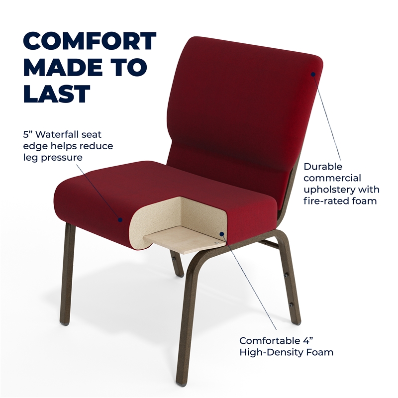 Flash Furniture Hercules Church Stacking Chair in Gold and Burgundy