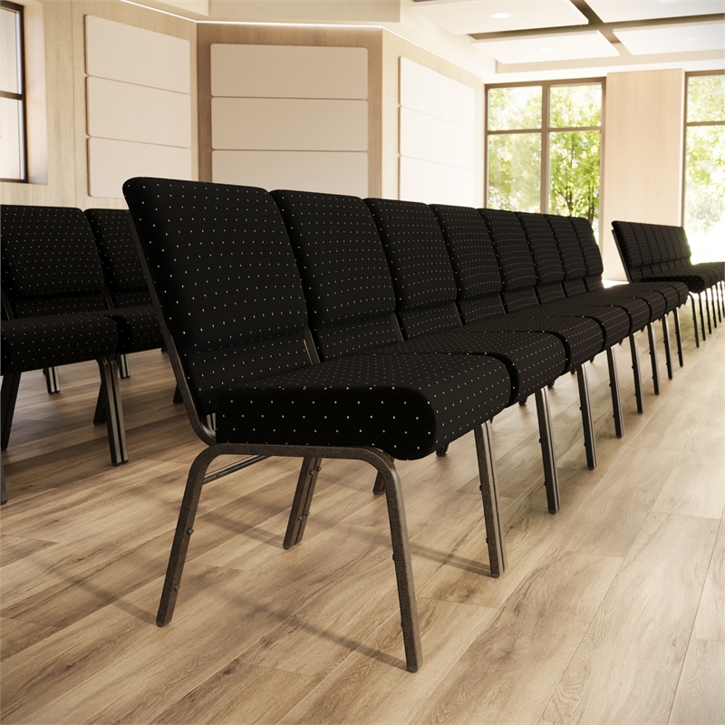Flash Furniture Hercules Dotted Church Stacking Guest Chair in Black