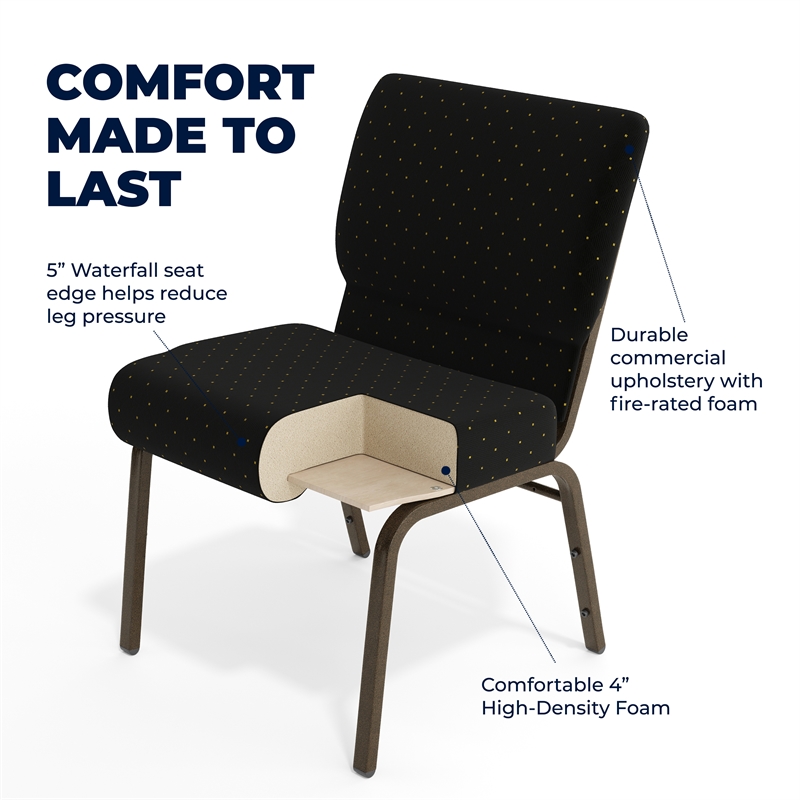 Flash Furniture Hercules Dotted Church Stacking Guest Chair in Black