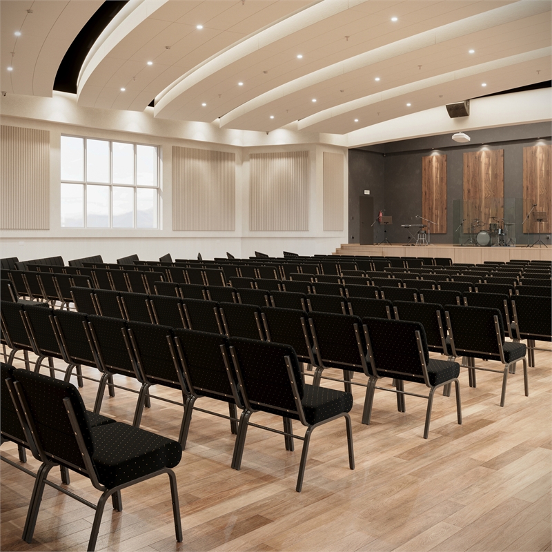 Flash Furniture Hercules Dotted Church Stacking Guest Chair in Black